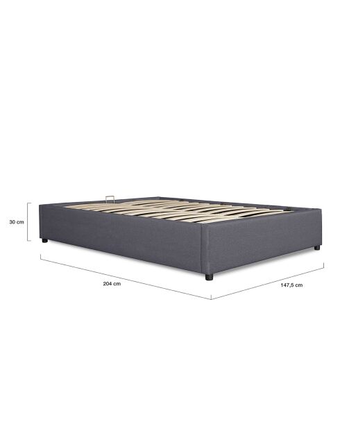 Cama cómoda Otto de tela con somier gris - 140x190 cm