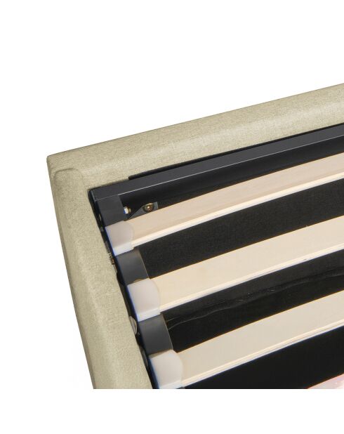 Cama tipo baúl Otto de tela con somier beige - 140x190 cm