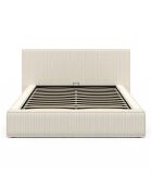 Lit coffre Joyce en velours côtelé avec sommier et tête de lit beige - 140x190 cm