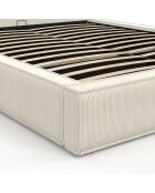 Lit coffre Joyce en velours côtelé avec sommier et tête de lit beige - 140x190 cm