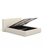 Lit coffre Joyce en velours côtelé avec sommier et tête de lit beige - 140x190 cm