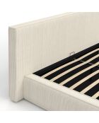 Lit coffre Joyce en velours côtelé avec sommier et tête de lit beige - 140x190 cm