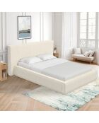 Lit coffre Joyce en velours côtelé avec sommier et tête de lit beige - 160x200 cm