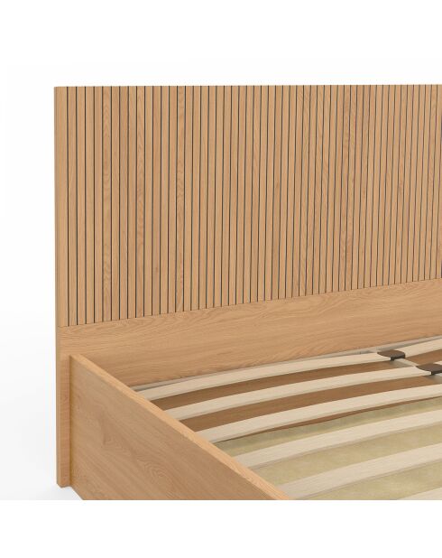 Letto a cassettiera Faustine con base a molle e testiera a doghe in legno - 160x200 cm