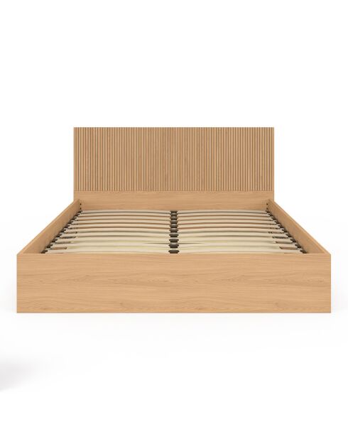 Letto a cassettiera Faustine con base a molle e testiera a doghe in legno - 160x200 cm