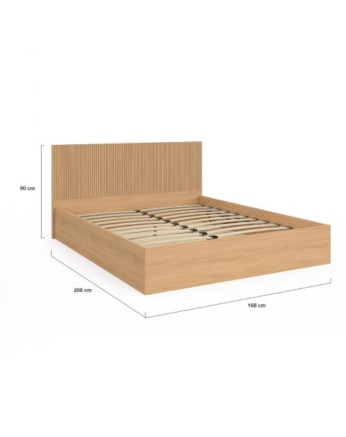 Letto a cassettiera Faustine con base a molle e testiera a doghe in legno - 160x200 cm