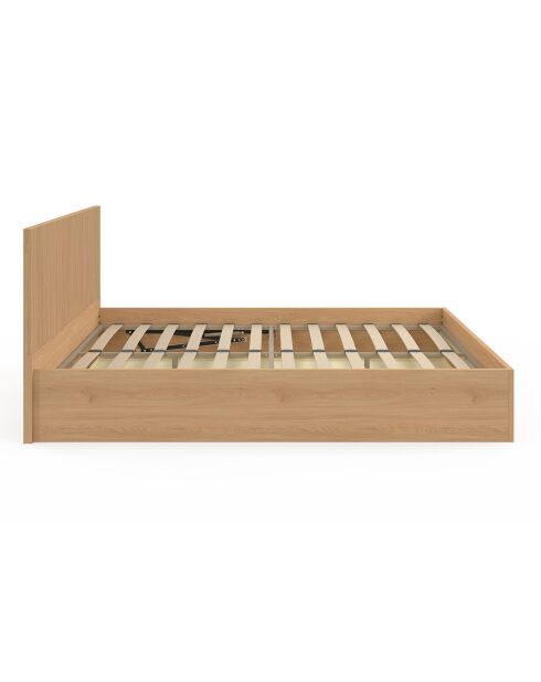 Letto a cassettiera Faustine con base a molle e testiera a doghe in legno - 160x200 cm
