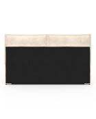 Lit coffre Lilou en velours avec sommier et tête de lit effet oreiller beige - 160x200 cm
