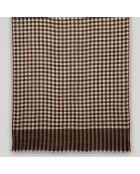Écharpe 100% Laine Carreaux Vichy brun foncé - 200x70 cm