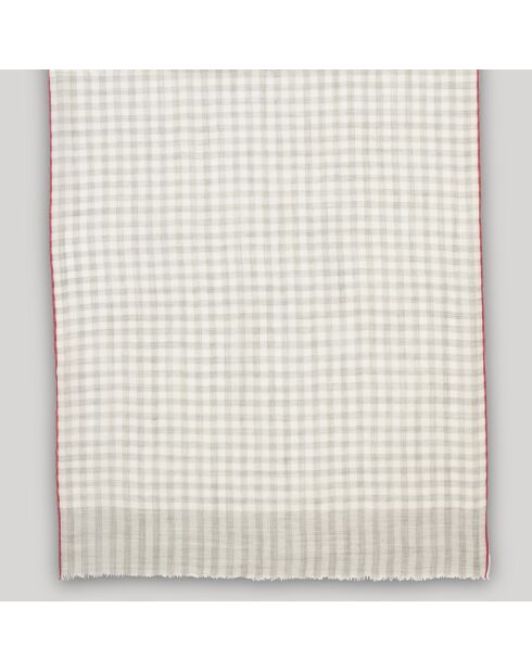 Écharpe 100% Laine Carreaux Vichy gris clair - 200x70 cm