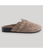 Sabots en Velours de Cuir Angelo taupe foncé