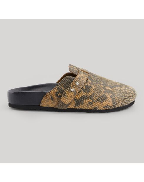 Sabots en Cuir Elvira python brun