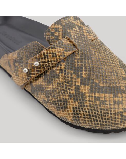 Sabots en Cuir Elvira python brun