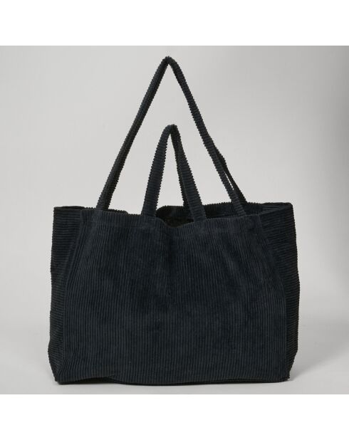 Grand Sac en Velours côtelé charbon de bois - 50x35x16 cm