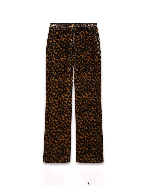 Pantalon en Velours Pèlerin léopard