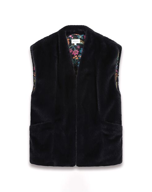 Gilet en Fausse Fourrure Vasco bleu marine foncé