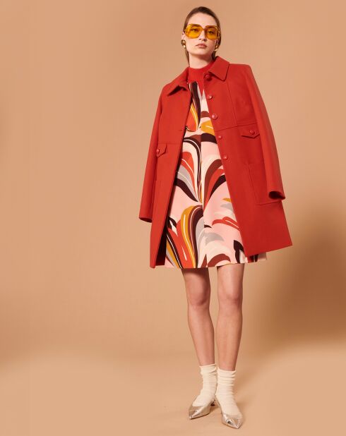 Manteau en Laine mélangée Maja vermillon