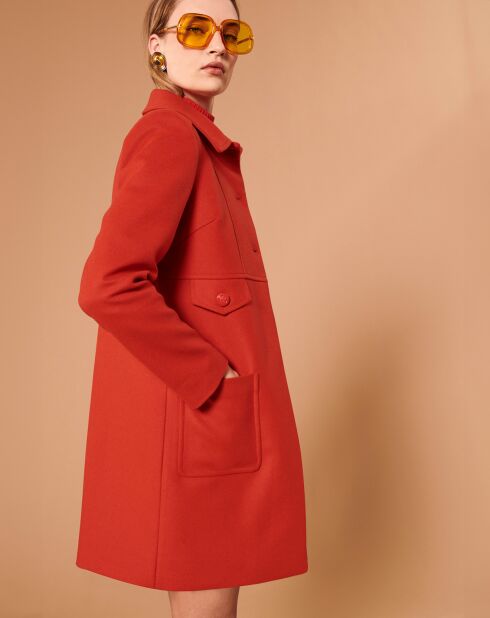 Manteau en Laine mélangée Maja vermillon