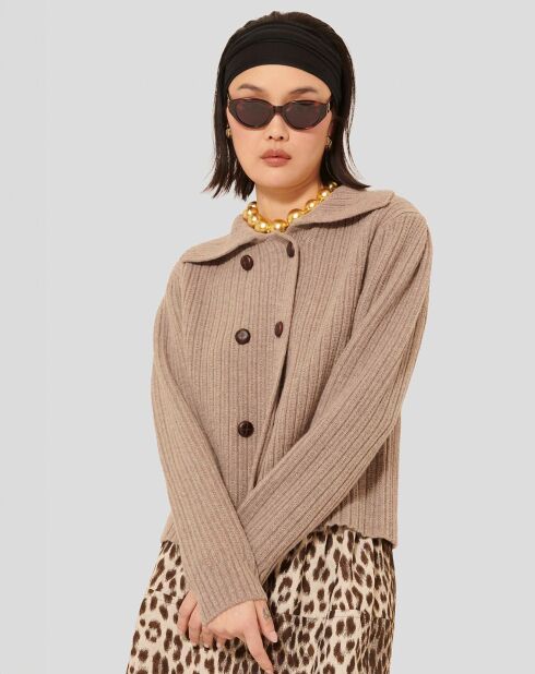 Cardigan 100% Laine Goldie noisette