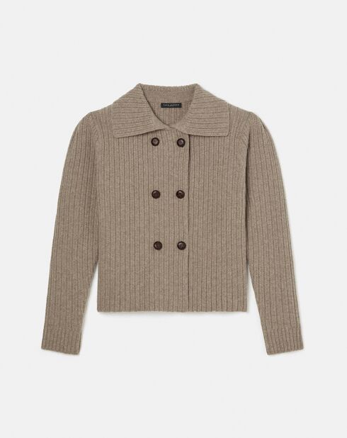 Cardigan 100% Laine Goldie noisette