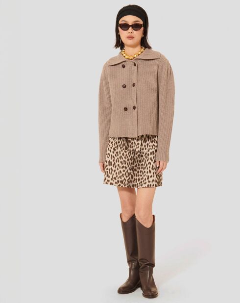 Cardigan 100% Laine Goldie noisette