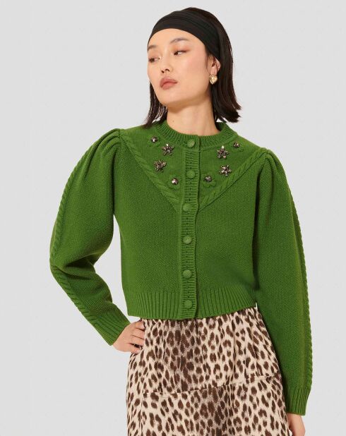 Cardigan 100% Laine Gustave cactus