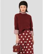 Pull 100% Laine Preppy bordeaux