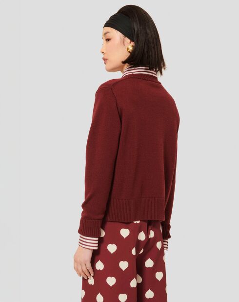 Pull 100% Laine Preppy bordeaux