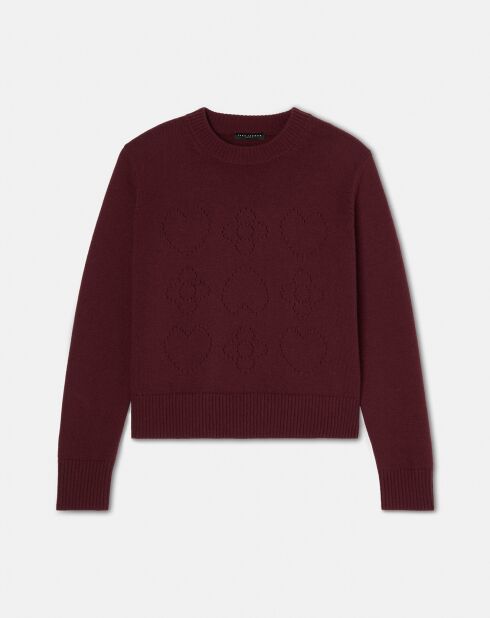 Pull 100% Laine Preppy bordeaux