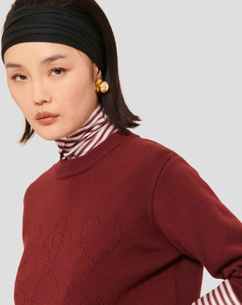 Pull 100% Laine Preppy bordeaux