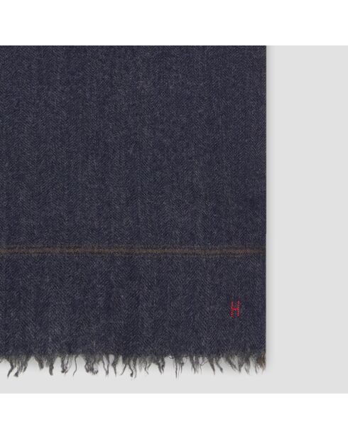 Écharpe 100% Laine à Chevrons marine - 200x40 cm