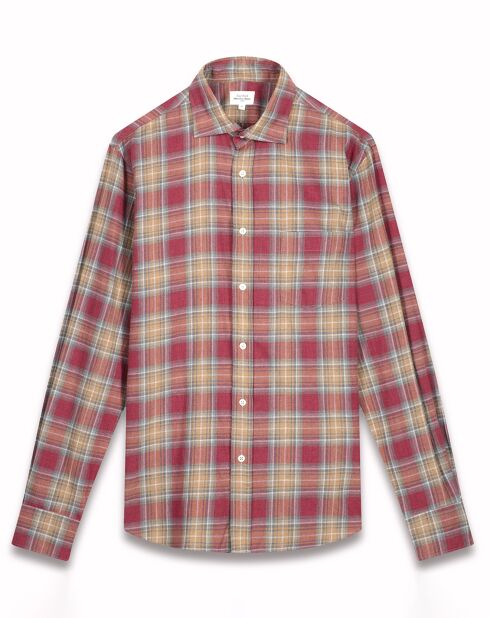 Chemise regular Paul rouge/chameau