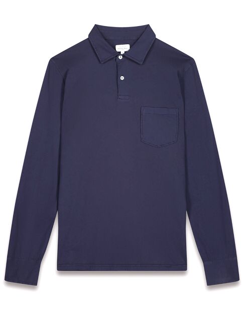 Polo en Jersey à Manches Longues bleu marine foncé