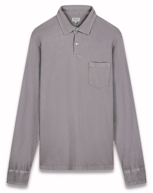 Polo en Jersey à Manches Longues charbon de bois