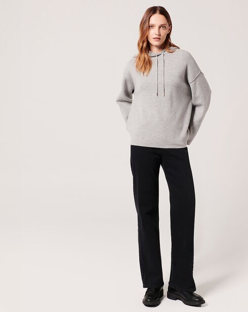 Pull à capuche Pins gris chiné