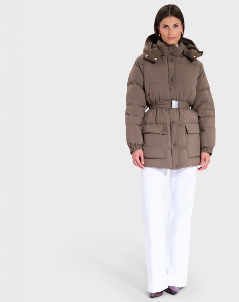 Doudoune ceinturée Dilek kaki marron