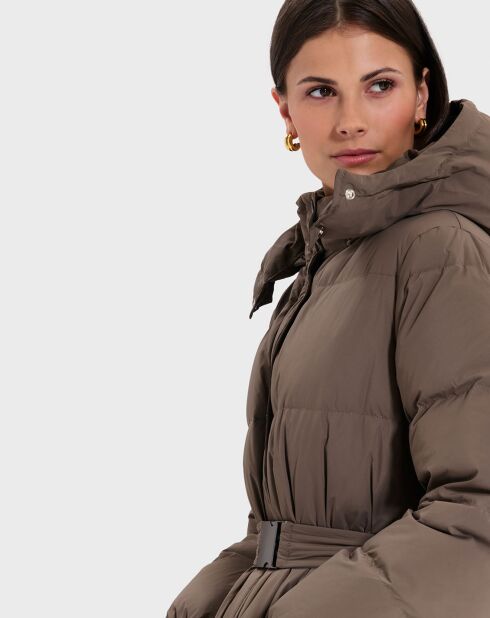 Doudoune ceinturée Dilek kaki marron