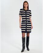 Robe 100% Laine Risma rayures écru/nocturne