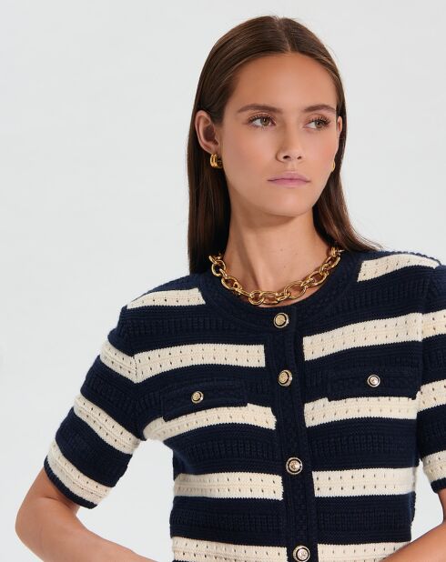 Robe 100% Laine Risma rayures écru/nocturne