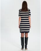 Robe 100% Laine Risma rayures écru/nocturne