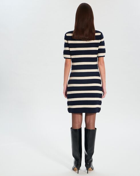 Robe 100% Laine Risma rayures écru/nocturne