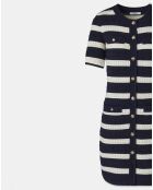 Robe 100% Laine Risma rayures écru/nocturne