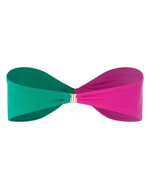 Haut de maillot de bain Charly noué bicolore rose fuschia