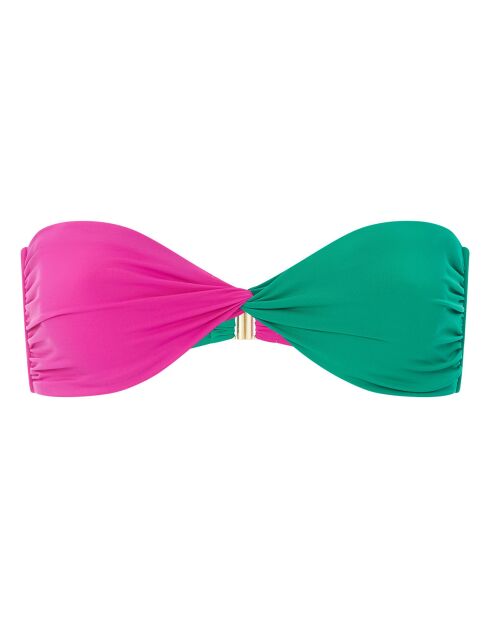 Haut de maillot de bain Charly noué bicolore rose fuschia