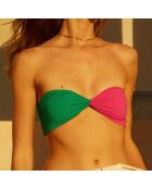 Haut de maillot de bain Charly noué bicolore rose fuschia