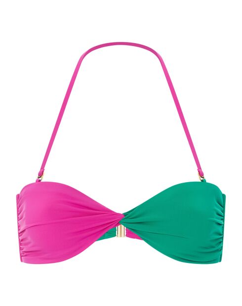 Haut de maillot de bain Charly noué bicolore rose fuschia