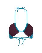 Haut de maillot de bain Jenny inversé froncé à nouer bleu vert