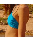 Haut de maillot de bain Jenny inversé froncé à nouer bleu vert