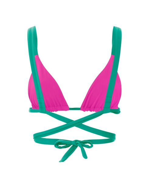 Haut de maillot de bain Naomi réversible à fronces vert émeraude