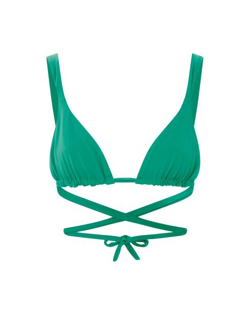 Haut de maillot de bain Naomi réversible à fronces vert émeraude